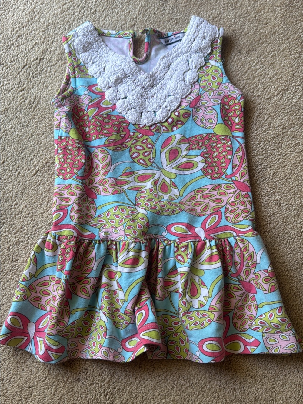 Mack & Co. Butterfly Print Dress with Lace Collar Size 2T